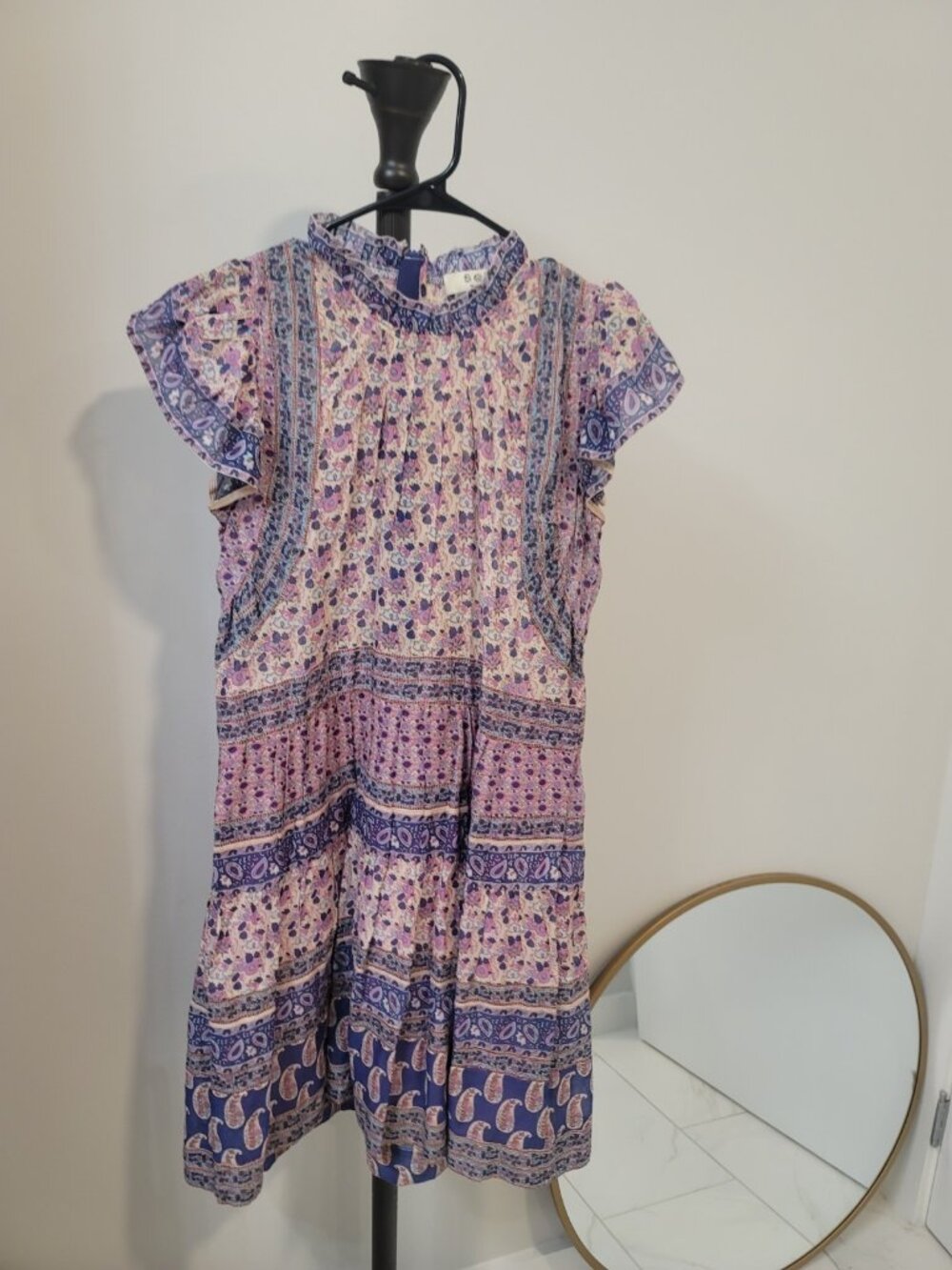 Sea New York Bianca Smocked Midi Dress Size 4 Flutter Sleeve Pink